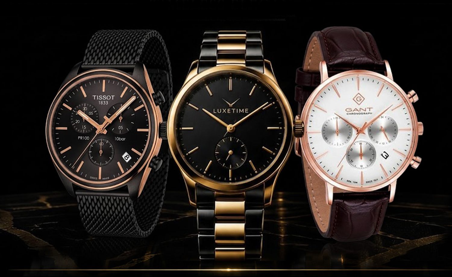 שעונים מהמותגים שאנחנו סוחרים בהם - Tissot, Luxe Time ו‑Gant